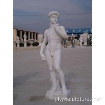 Escultura de David famoso mármore branco de tamanho de vida